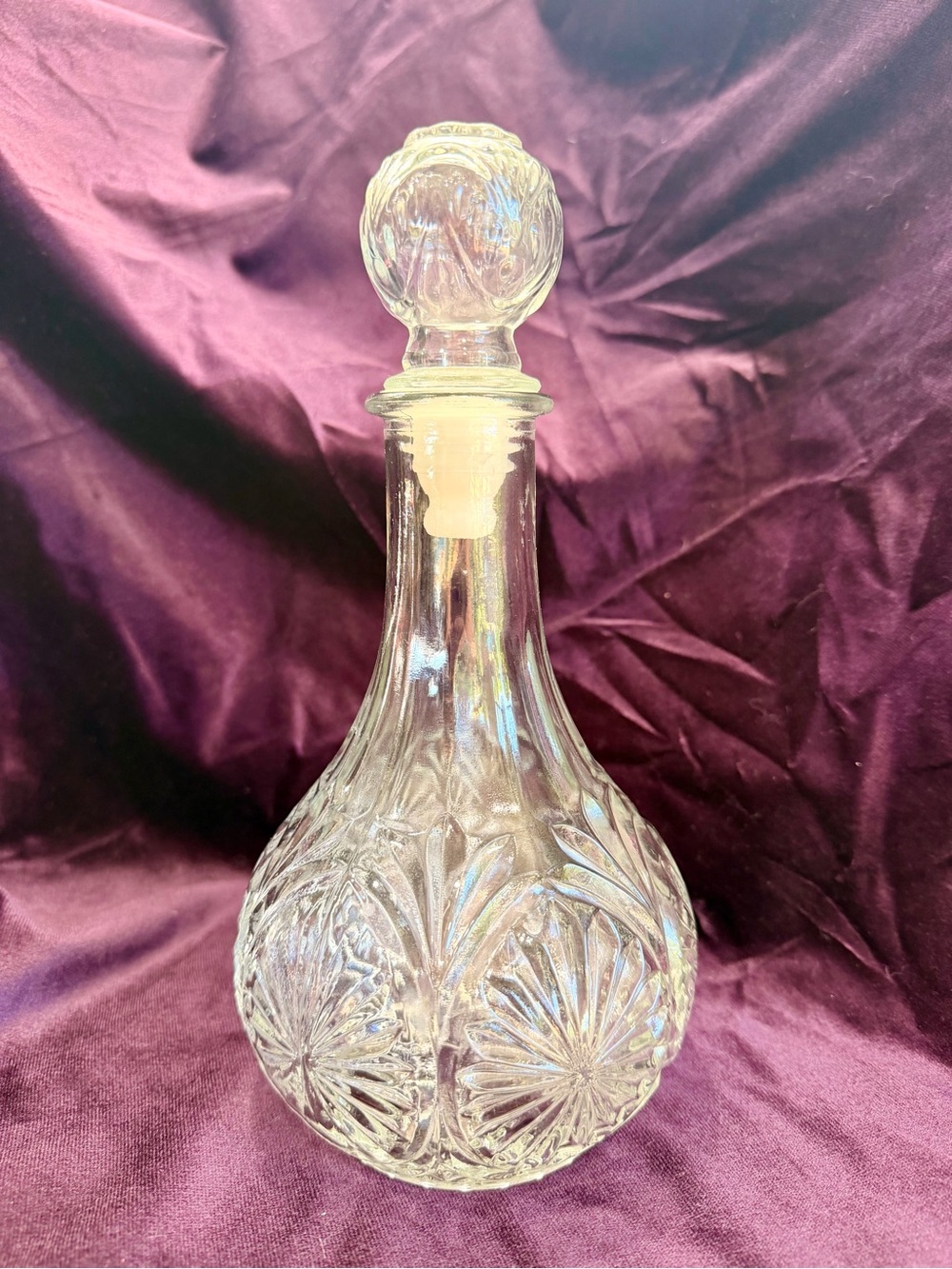 Vintage Anchor Hocking Medallion Clear Glass Decanter